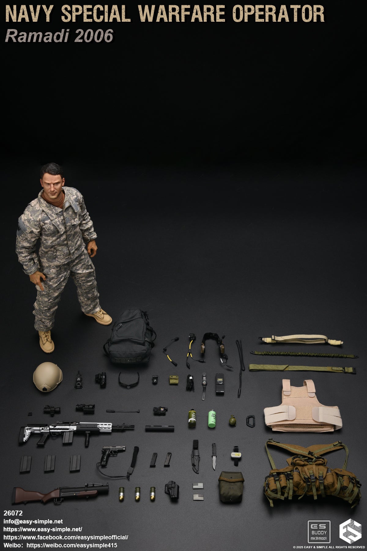 1:6 scale Easy & Simple NAVY Special Warfare 40mm Grenades (x3) for 12" Figures
