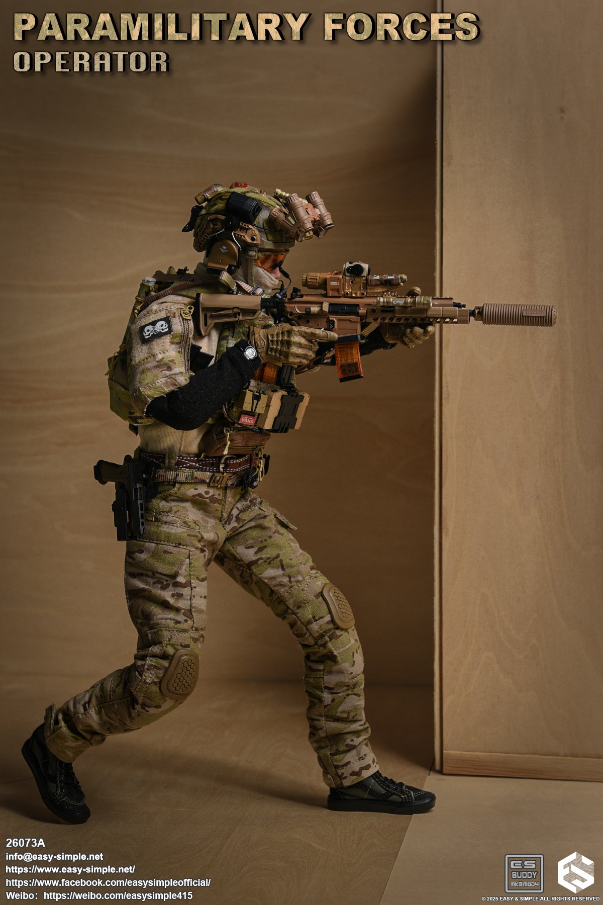 1:6 scale Easy & Simple Paramilitary Forces Operator Tan Sig P320X5 Pistol 12" Figures