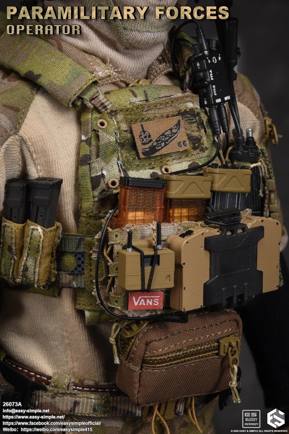 1:6 scale Easy & Simple Paramilitary Forces Operator Multicam Plate Carrier Set for 12" Figures
