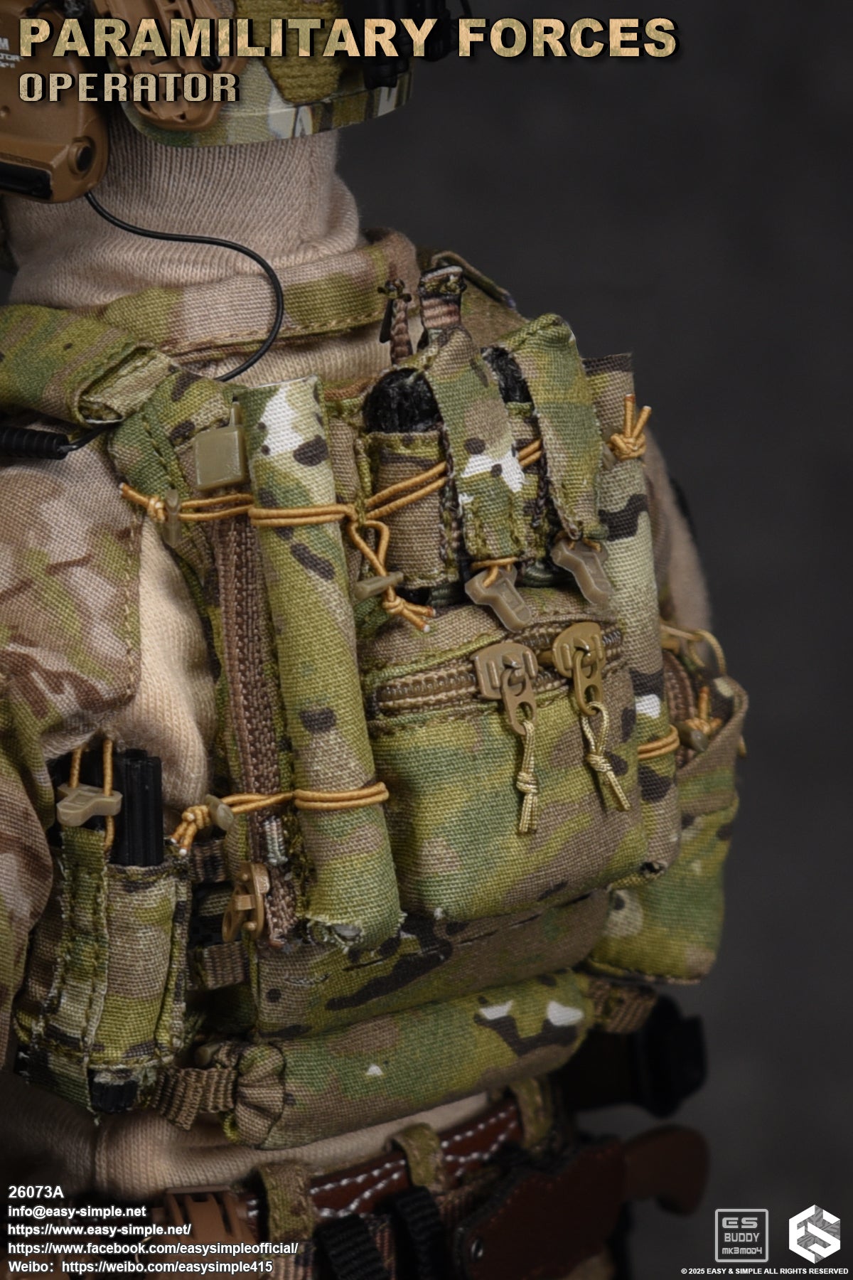 1:6 scale Easy & Simple Paramilitary Forces Operator Multicam Plate Carrier Set for 12" Figures