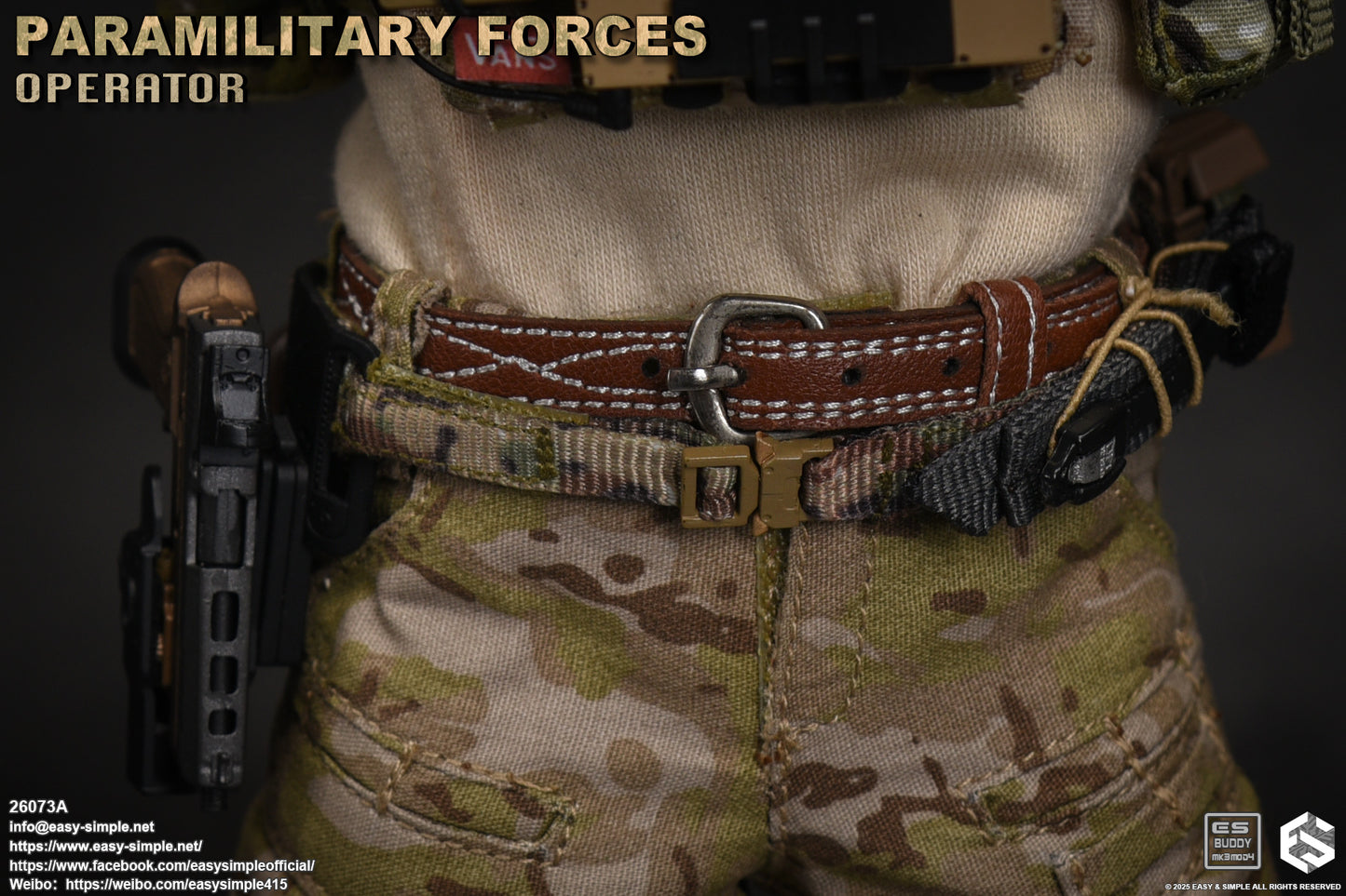 1:6 scale Easy & Simple Paramilitary Forces Operator Brown Leather Belt for 12" Figures