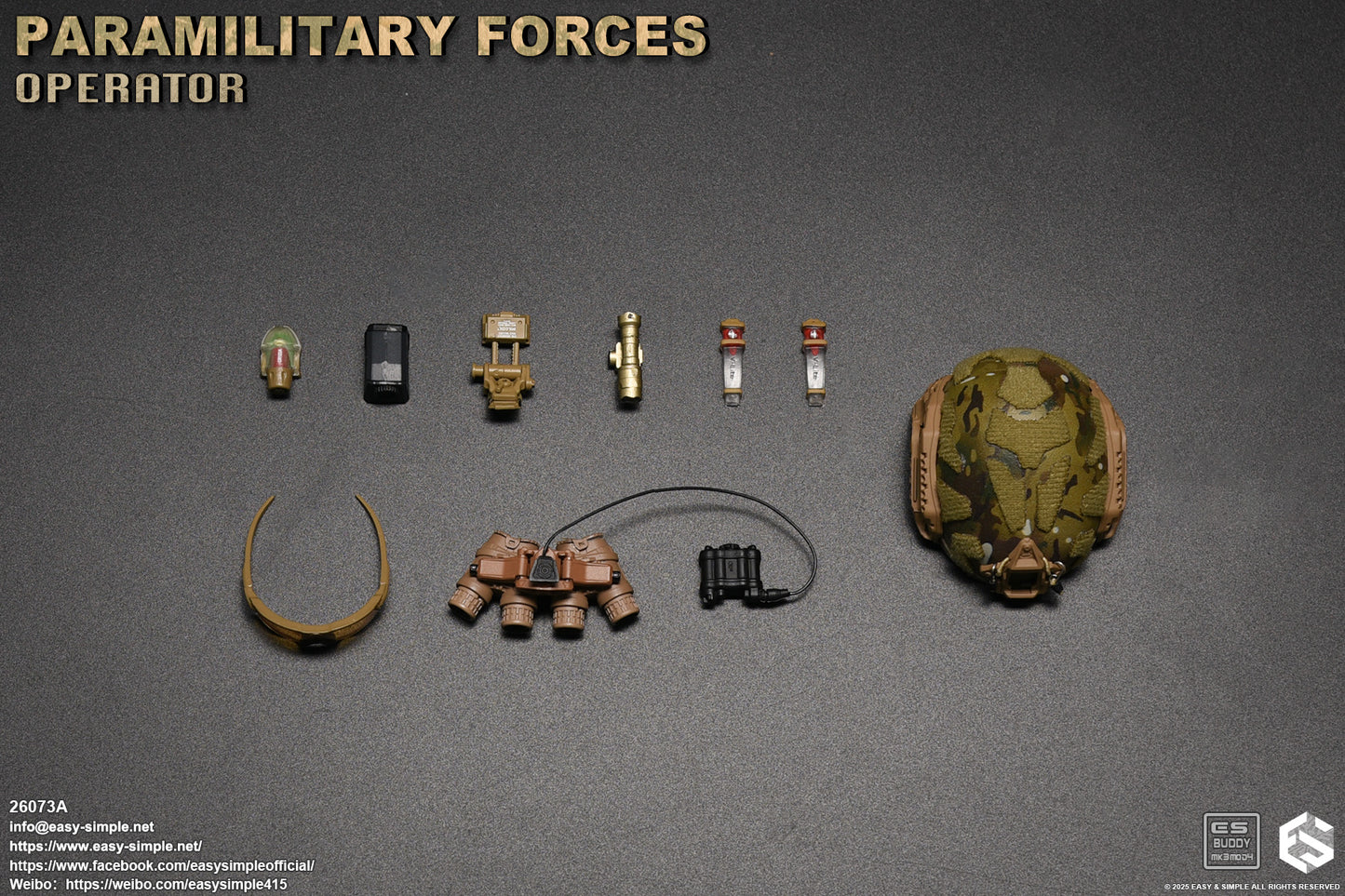1:6 scale Easy & Simple Paramilitary Forces Operator Tan Sunglasses for 12" Figures