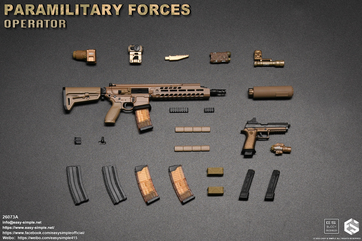 1:6 scale Easy & Simple Paramilitary Forces Operator Tan Sig P320X5 Pistol 12" Figures