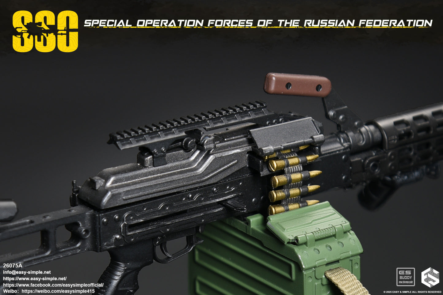 1:6 scale Easy & Simple Russian Special Operations Forces (SSO) PKM Machine Gun for 12" Figures
