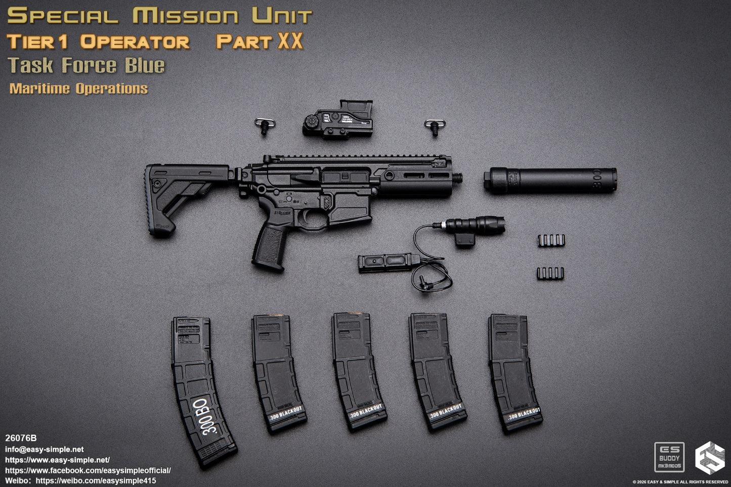 1:6 scale Easy & Simple 26076B Special Mission Unit Tier1 Operator Part XX Task Force Blue Maritime Operations 12" Figure (PREORDER)
