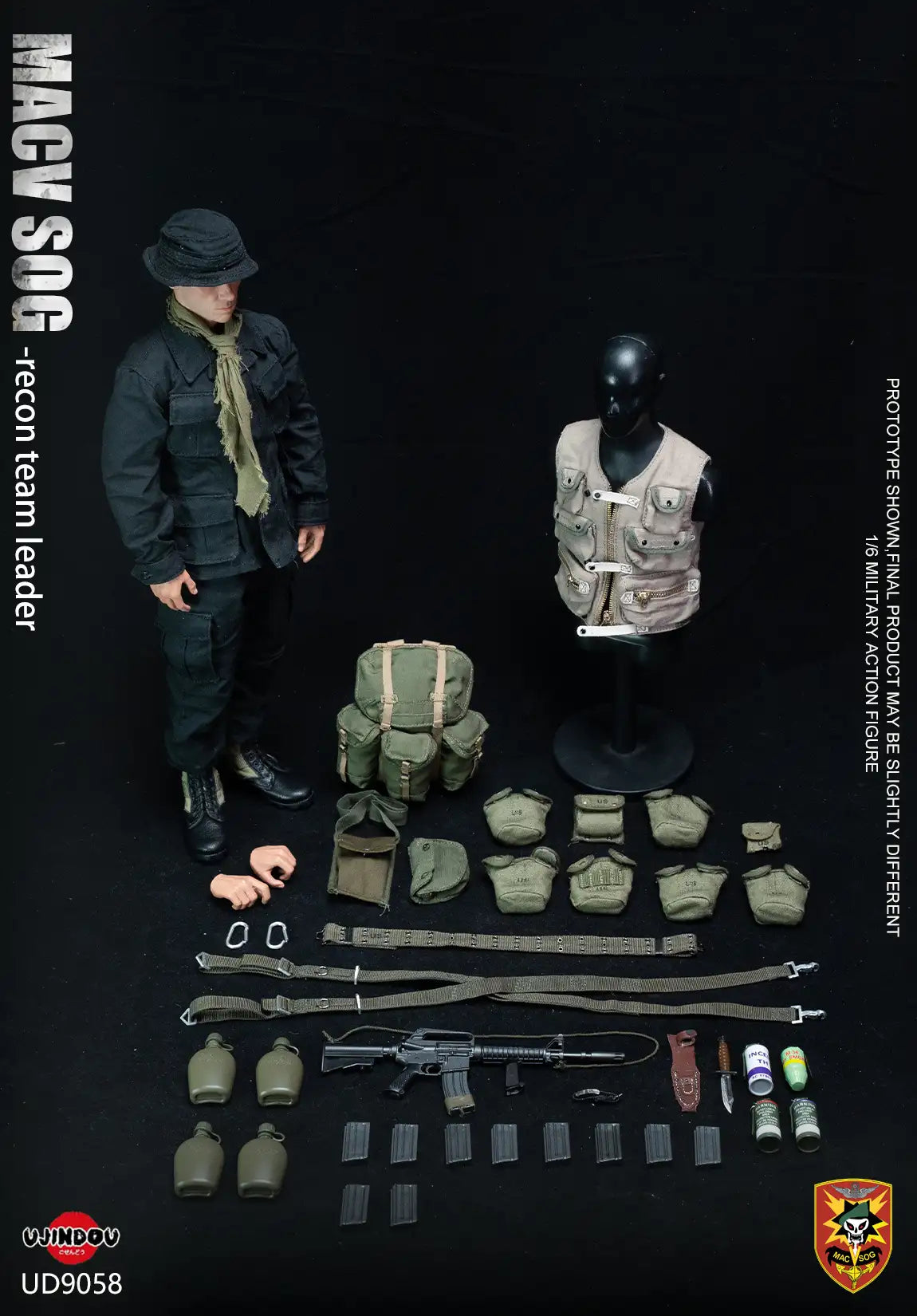 1:6 scale Ujindou Vietnam MACV-SOG Team Leader Green Shirt for 12" Figures