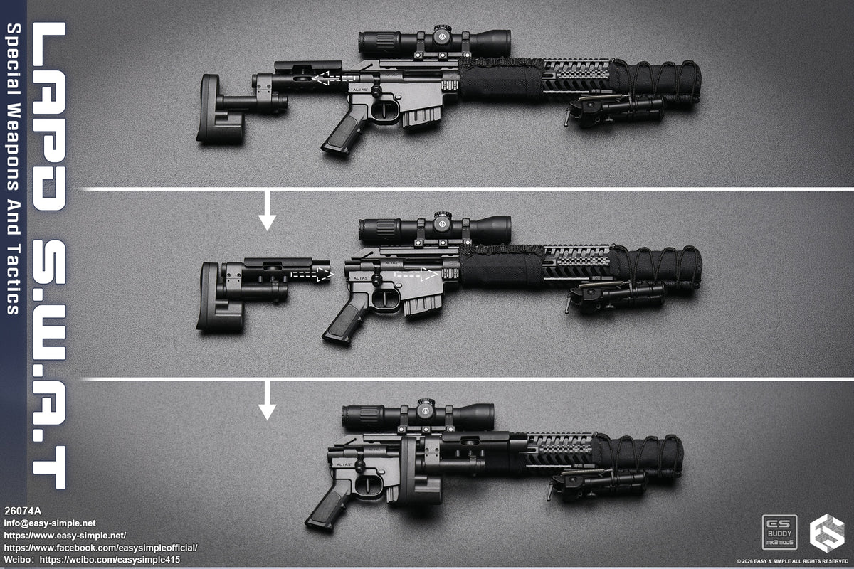 1:6 scale Easy & Simple LAPD SWAT CS5 Sniper Rifle Set for 12" Figures