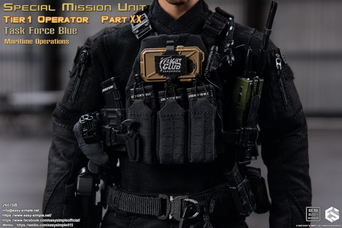 1:6 scale Easy & Simple 26076B Special Mission Unit Tier1 Operator Part XX Task Force Blue Maritime Operations 12" Figure (PREORDER)