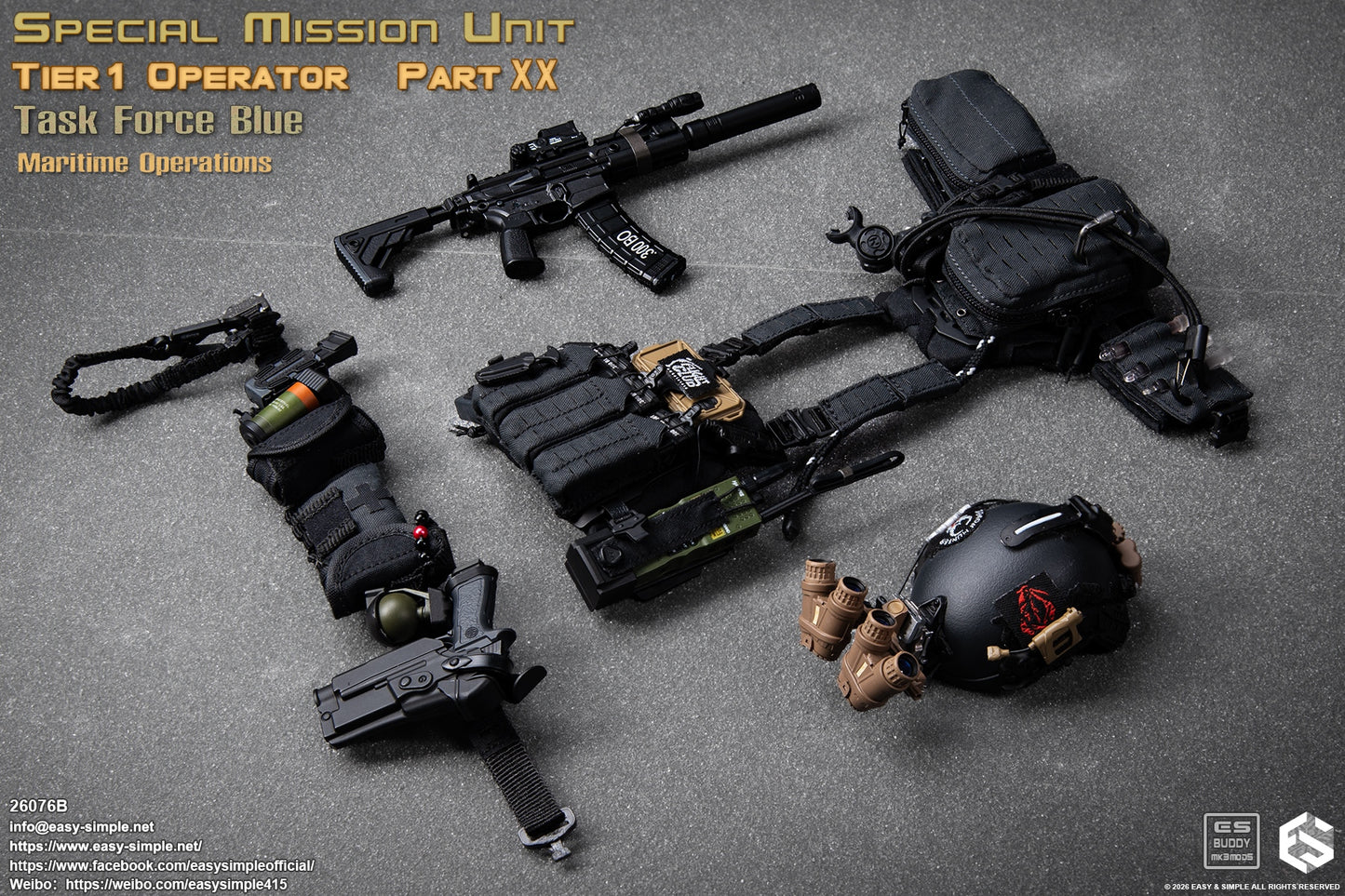 1:6 scale Easy & Simple 26076B Special Mission Unit Tier1 Operator Part XX Task Force Blue Maritime Operations 12" Figure (PREORDER)