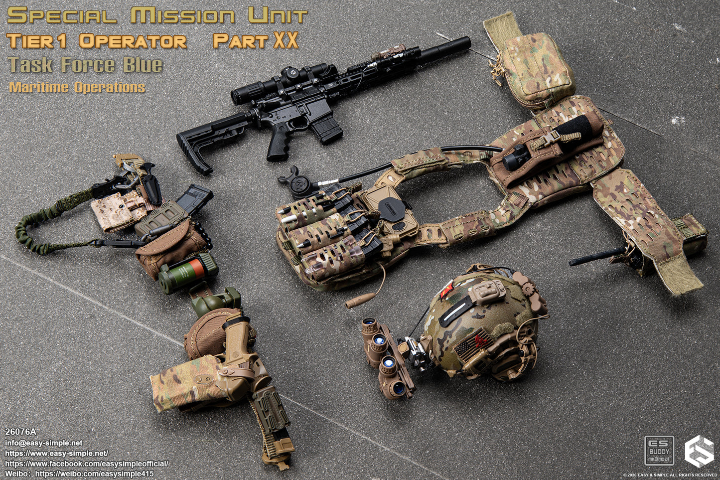 1:6 scale Easy & Simple 26076A Special Mission Unit Tier1 Operator Part XX Task Force Blue Maritime Operations 12" Figure (PREORDER)