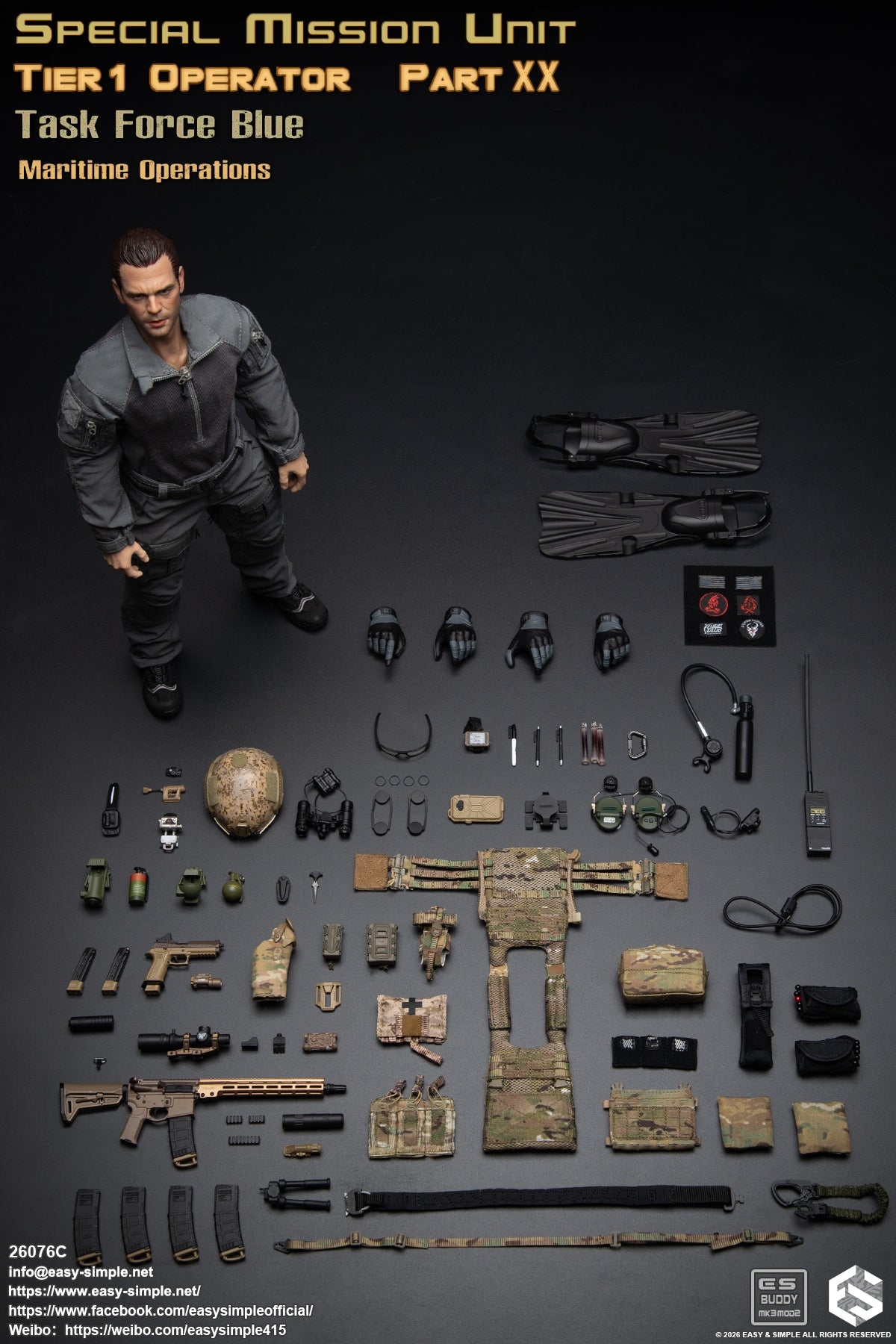 1:6 scale Easy & Simple 26076C Special Mission Unit Tier1 Operator Part XX Task Force Blue Maritime Operations 12" Figure (PREORDER)