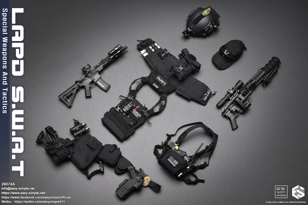 1:6 scale Easy & Simple LAPD SWAT Black Dump Pouch for 12" Figures