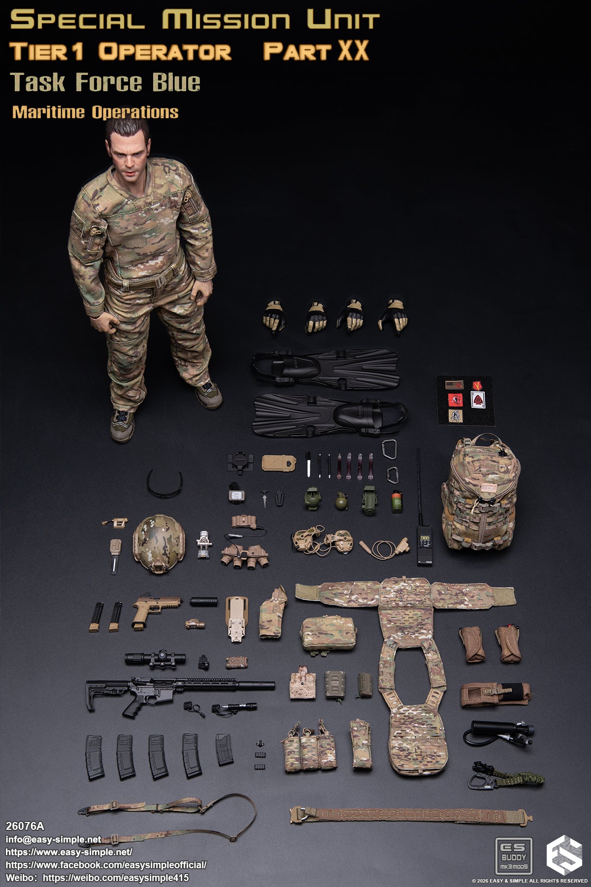 1:6 scale Easy & Simple 26076A Special Mission Unit Tier1 Operator Part XX Task Force Blue Maritime Operations 12" Figure (PREORDER)