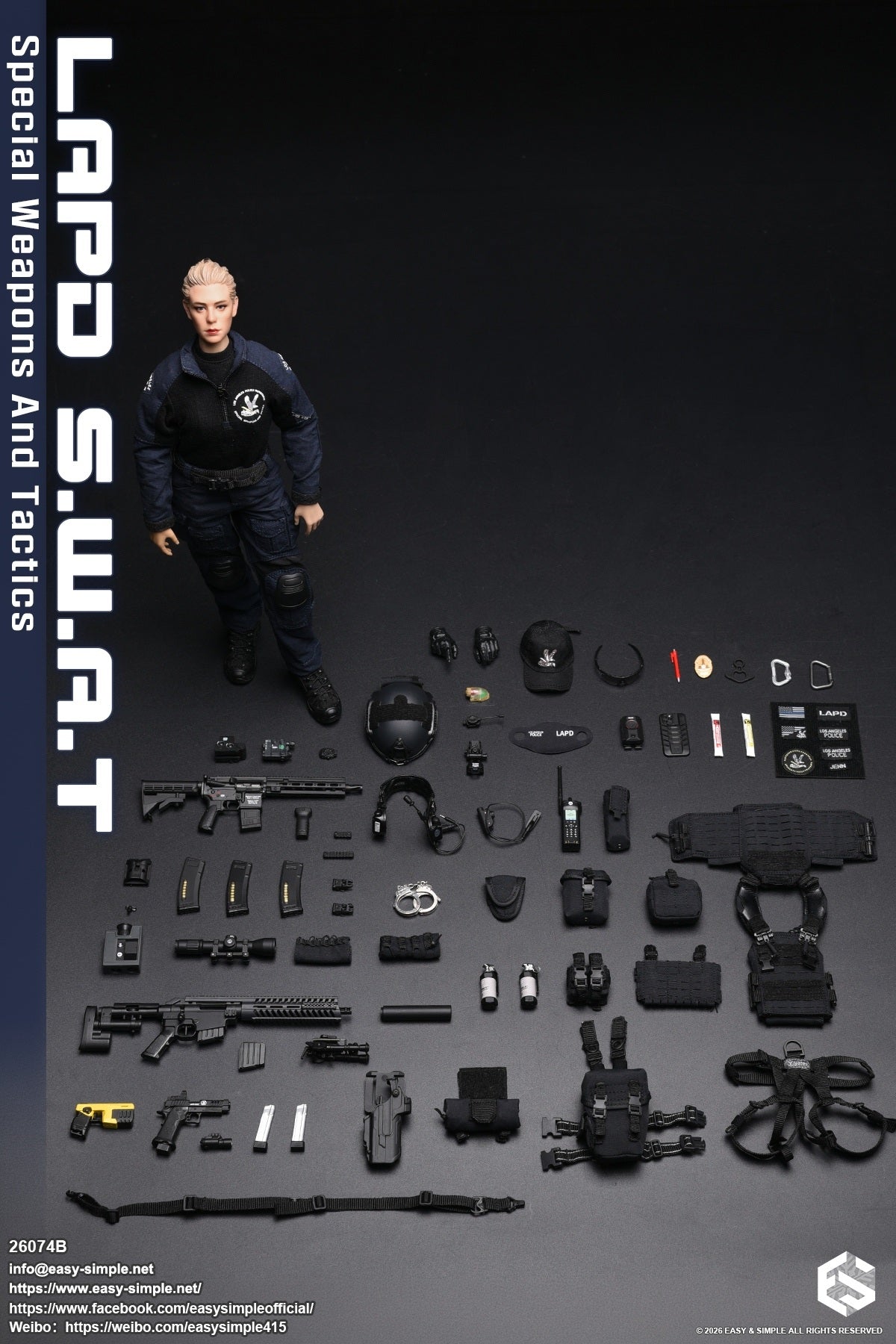 1:6 scale Easy & Simple LAPD S.W.A.T Special Weapons and Tactics 12" Female Figure 26074B (PREORDER)