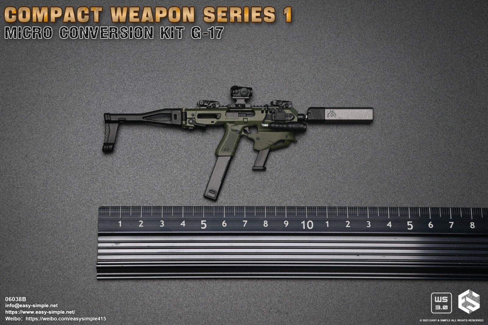 1:6 scale Easy & Simple Compact Weapons #1 - Micro Conversion Set B Green PDW