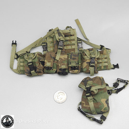 1:6 Dragon Army Ranger Woodland Camo RACK Chest Rig w/ Pouches for 12" Figures