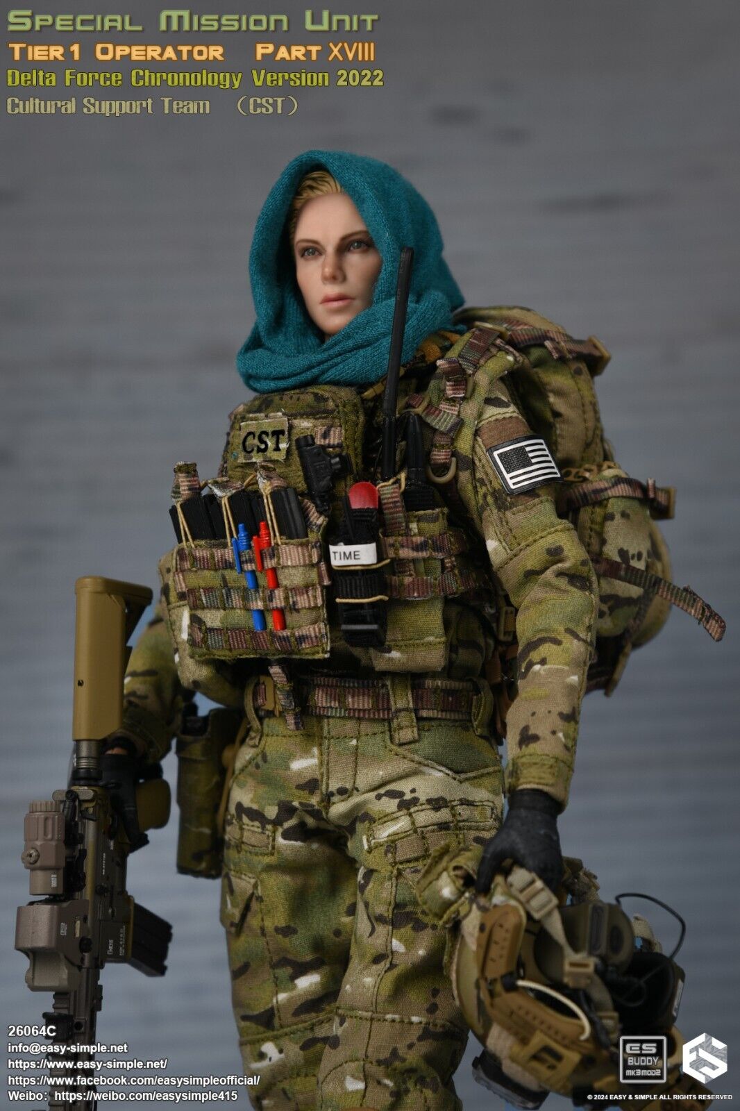 1:6 Easy & Simple Delta Force 2022 Female Cultural Support Team CST Shemagh