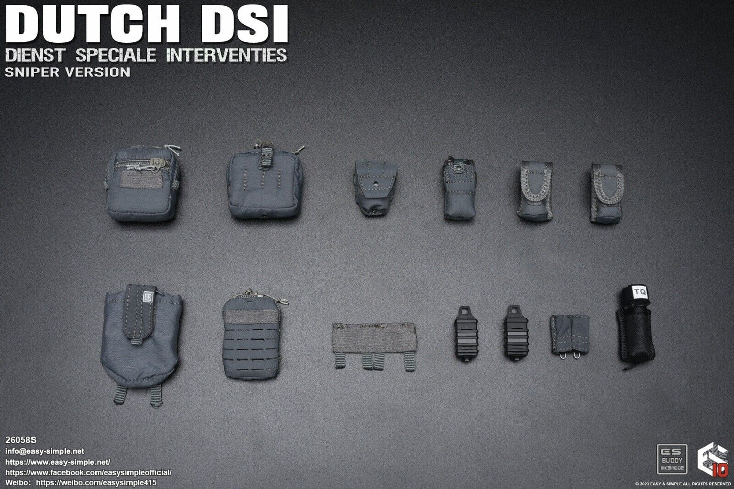 1:6 Easy & Simple Dutch DSI Sniper Gray Dump Pouch for 12" Figures