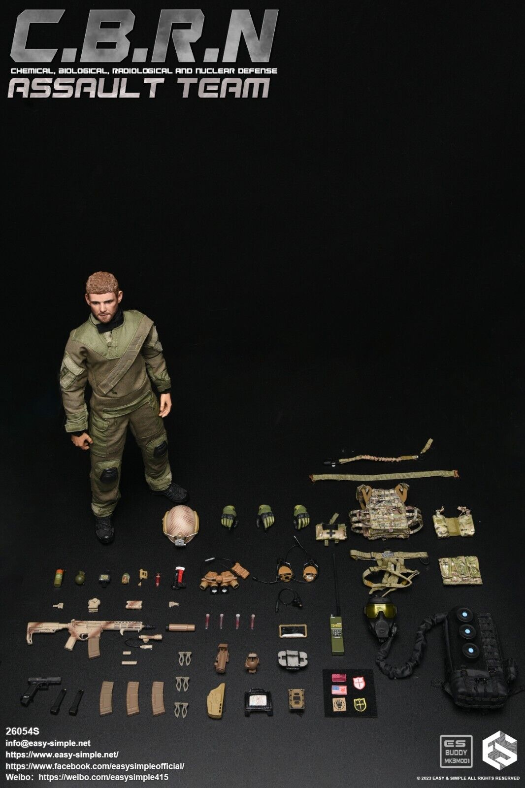 1:6 Easy & Simple CBRN Assault Team Green Cobra Belt for 12" Figures