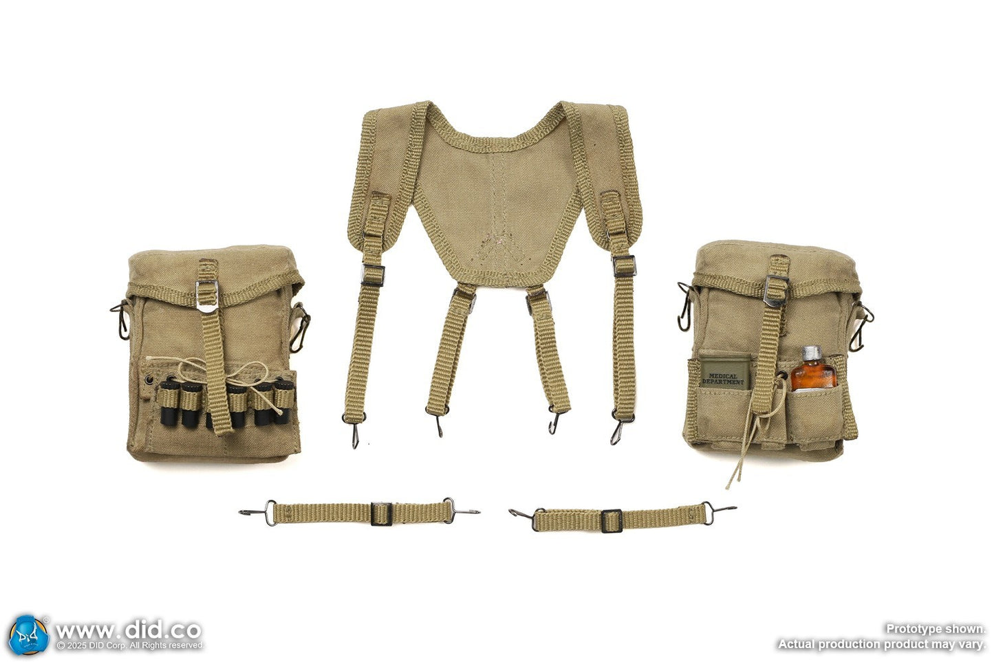 1:6 Scale DiD WWII US 2nd Ranger Battalion Medic Wade Suspenders w/ Pouches