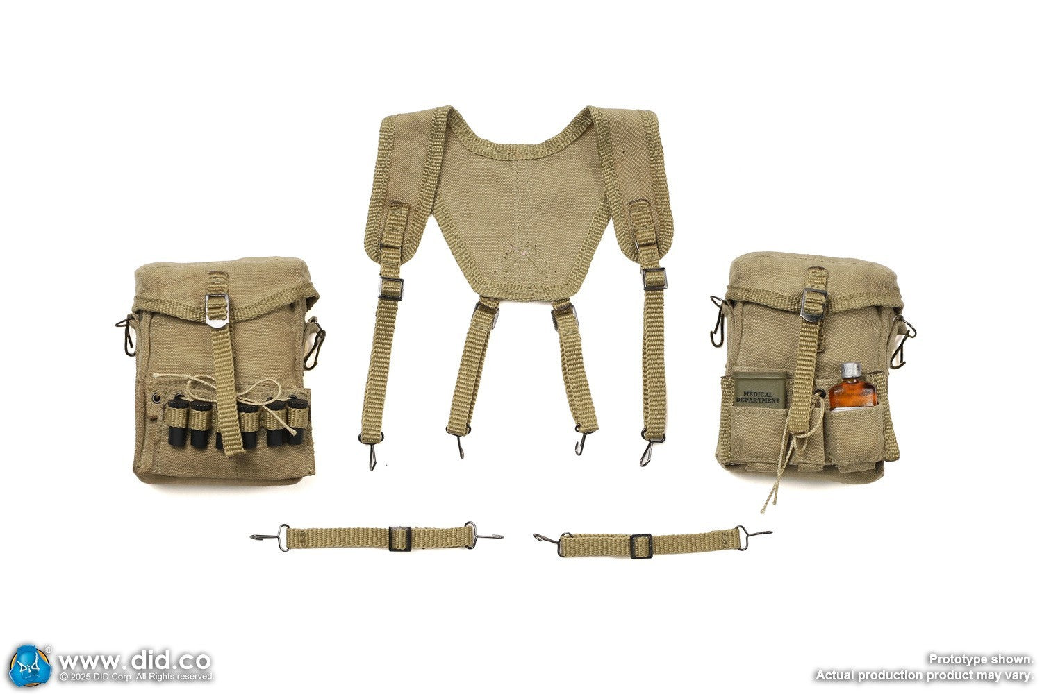 1:6 Scale DiD WWII US 2nd Ranger Battalion Medic Wade Suspenders w/ Pouches