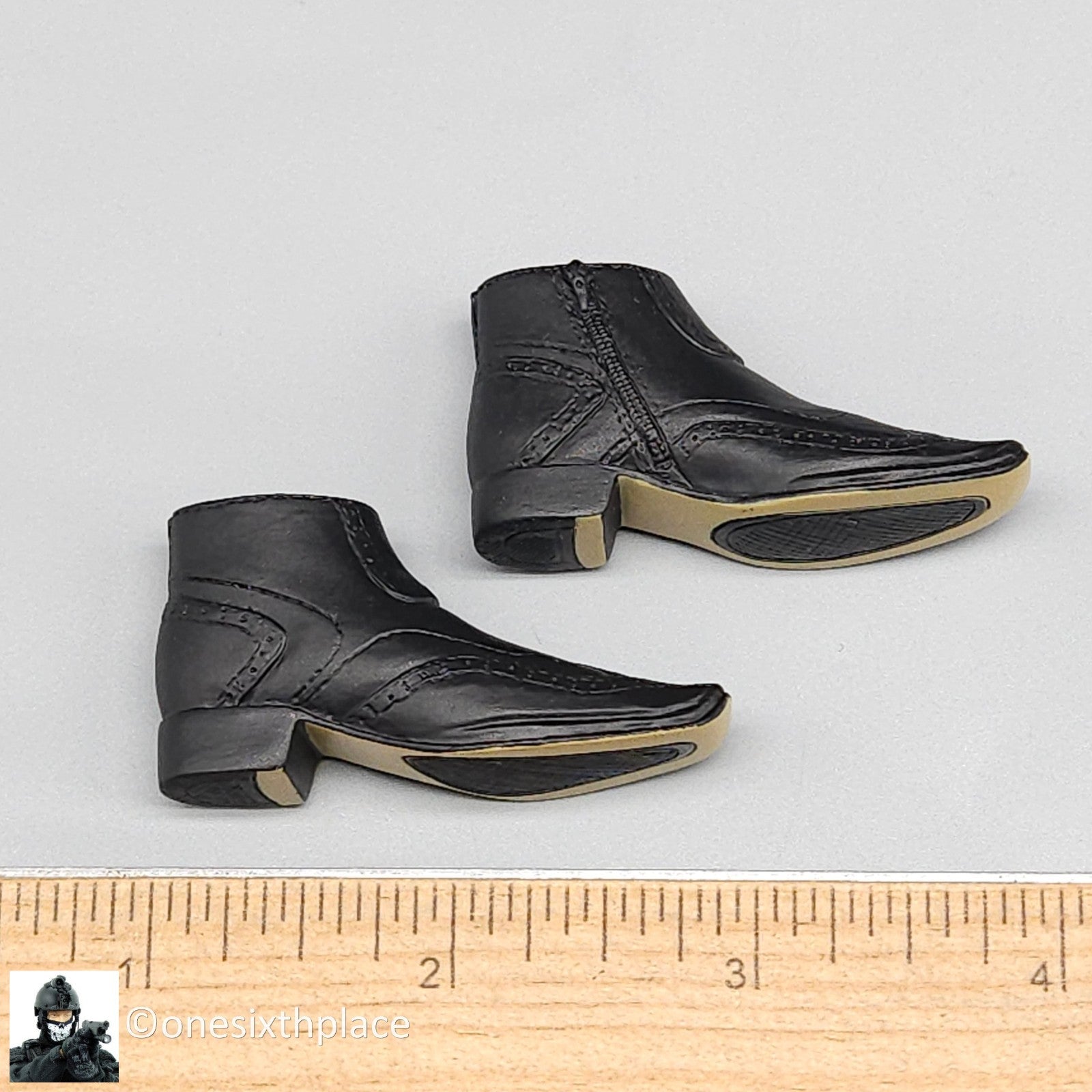 1:6 scale Triad Toys Mens Dress Boots Shoes (Foot Type) for 12" Figures