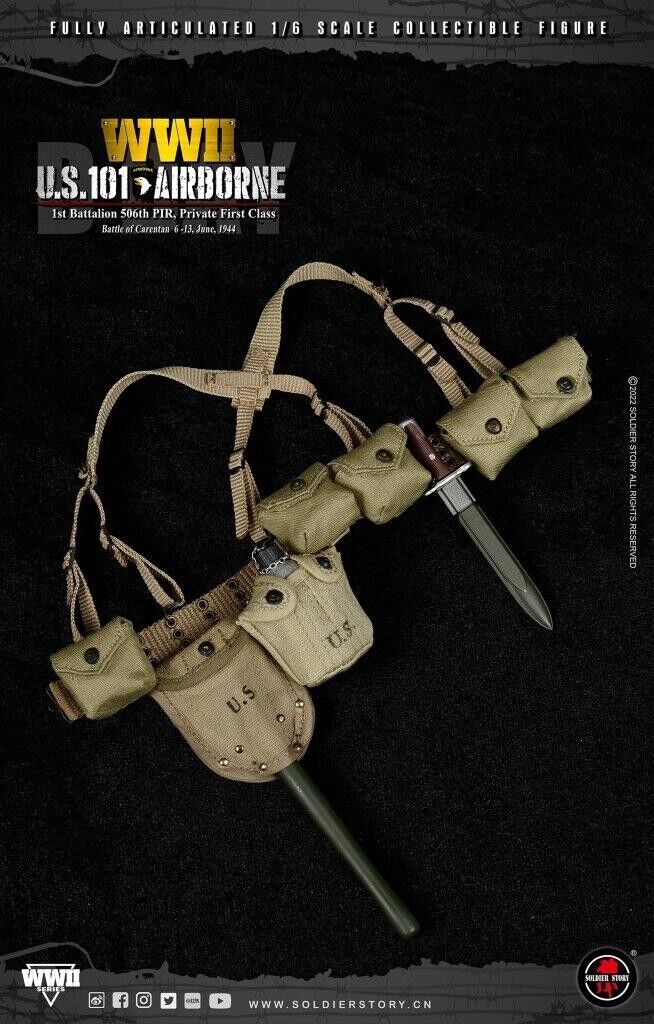 1:6 scale Soldier Story WWII US 101st Airborne Private M1 Bayonet Knife & Sheath