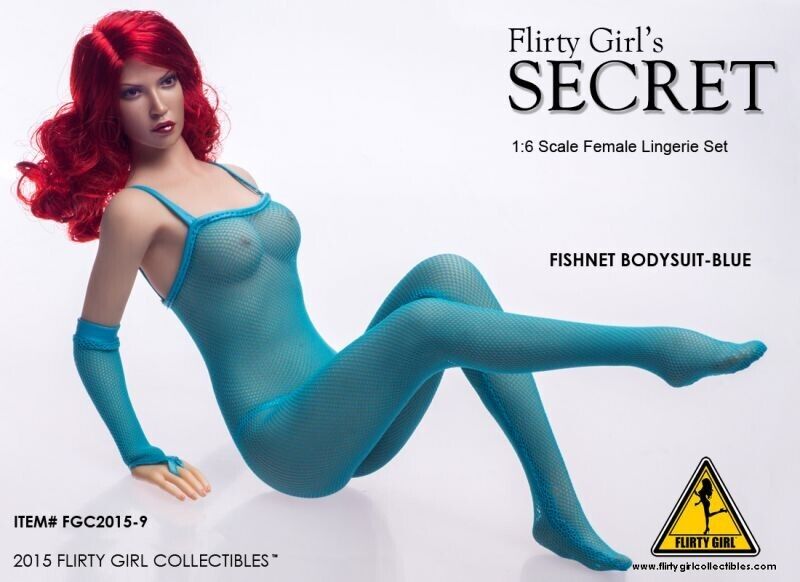 1:6 Flirty Girl Secret Female Blue Fishnet Bodysuit Lingerie for 12" Figures