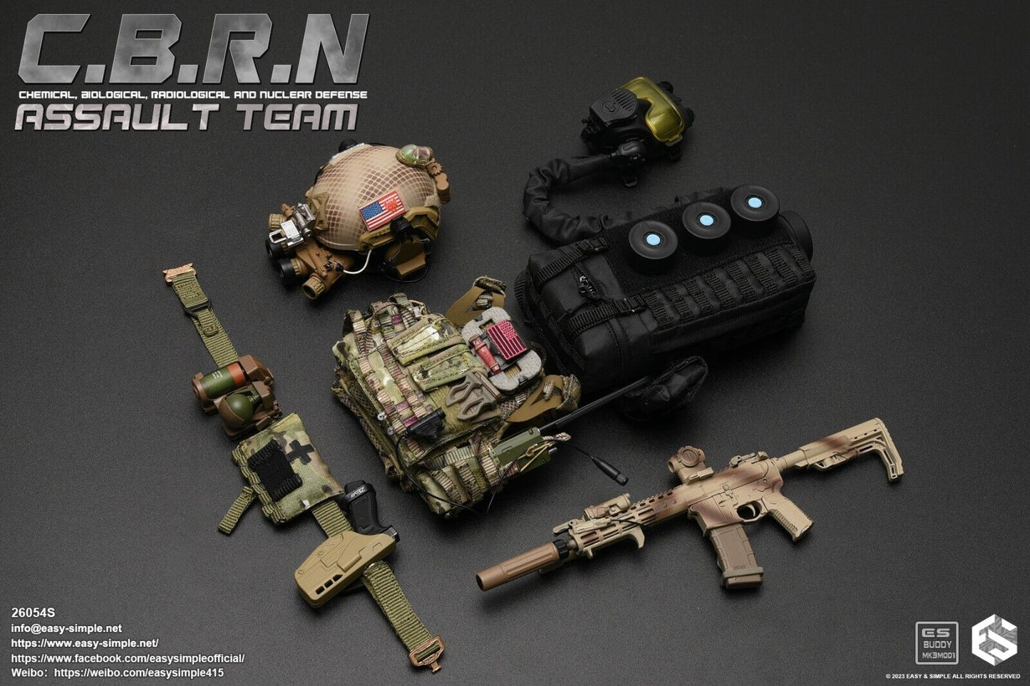 1:6 Easy & Simple CBRN Assault Team Special Ver. M4 Rifle Set for 12" Figures