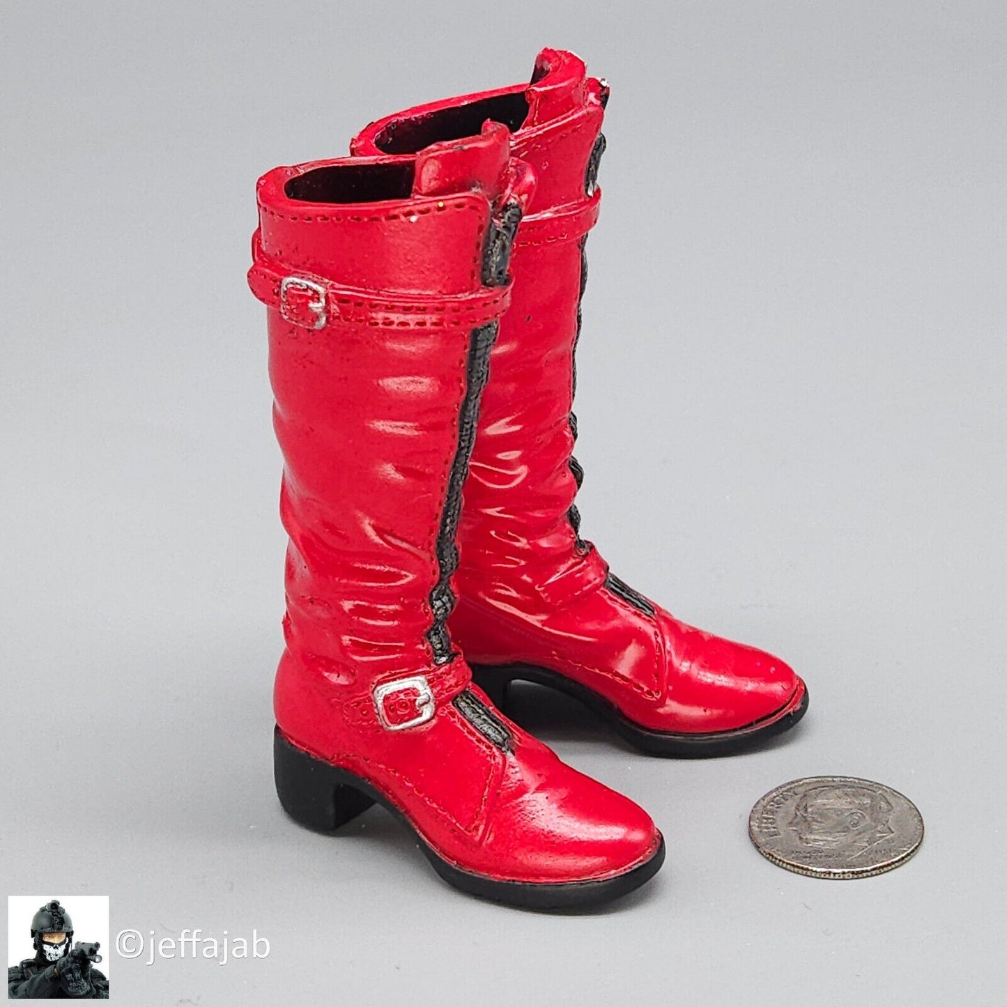 1:6 scale Villains Female Assassin Jacqueline Red Boots for 12" Figures