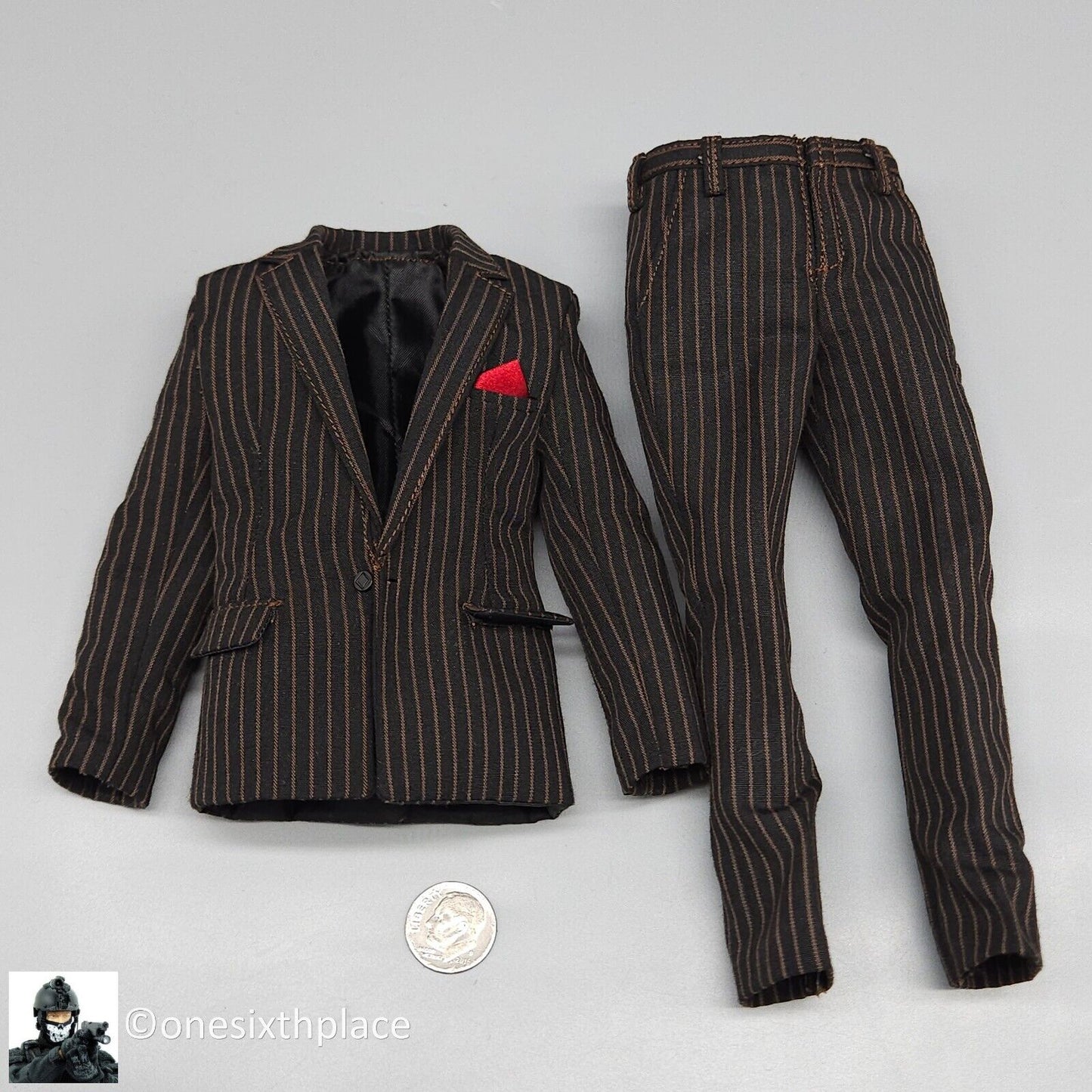 1:6 scale DamToys Gangster's Kingdom Diamond Angelo Black Pinstripe Suit