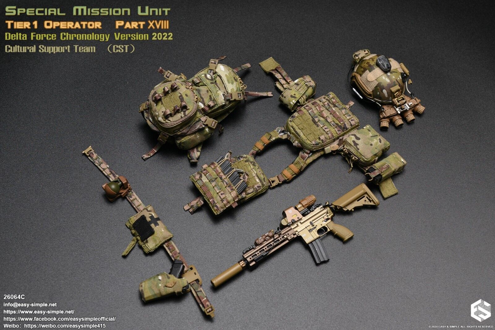 1:6 Easy & Simple Delta Force 2022 Cultural Support Team CST HK416 SMR Rifle Set