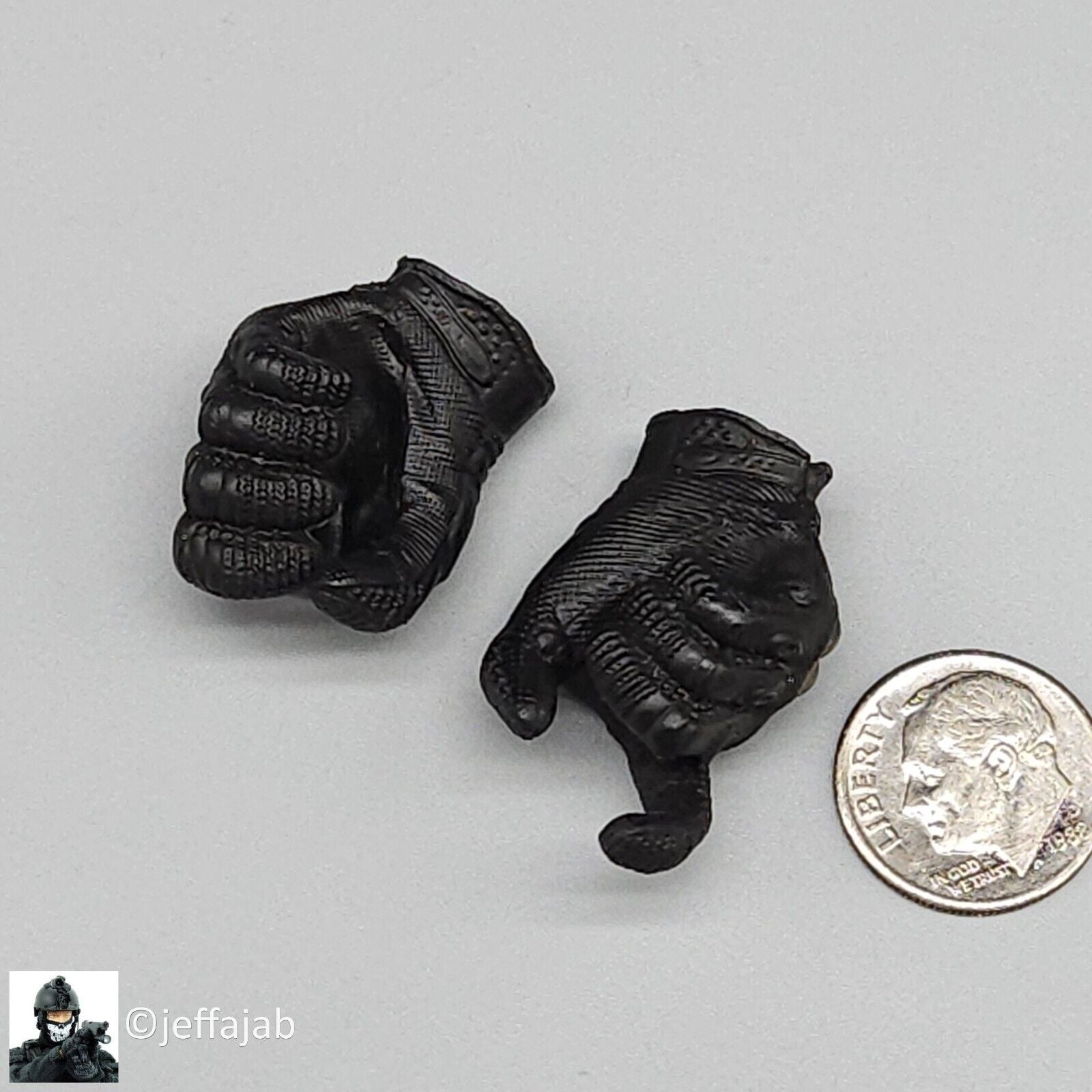 1:6 KSToys Doomsday Guardian Mens Black Tactical Gloved Hands for 12" Figures