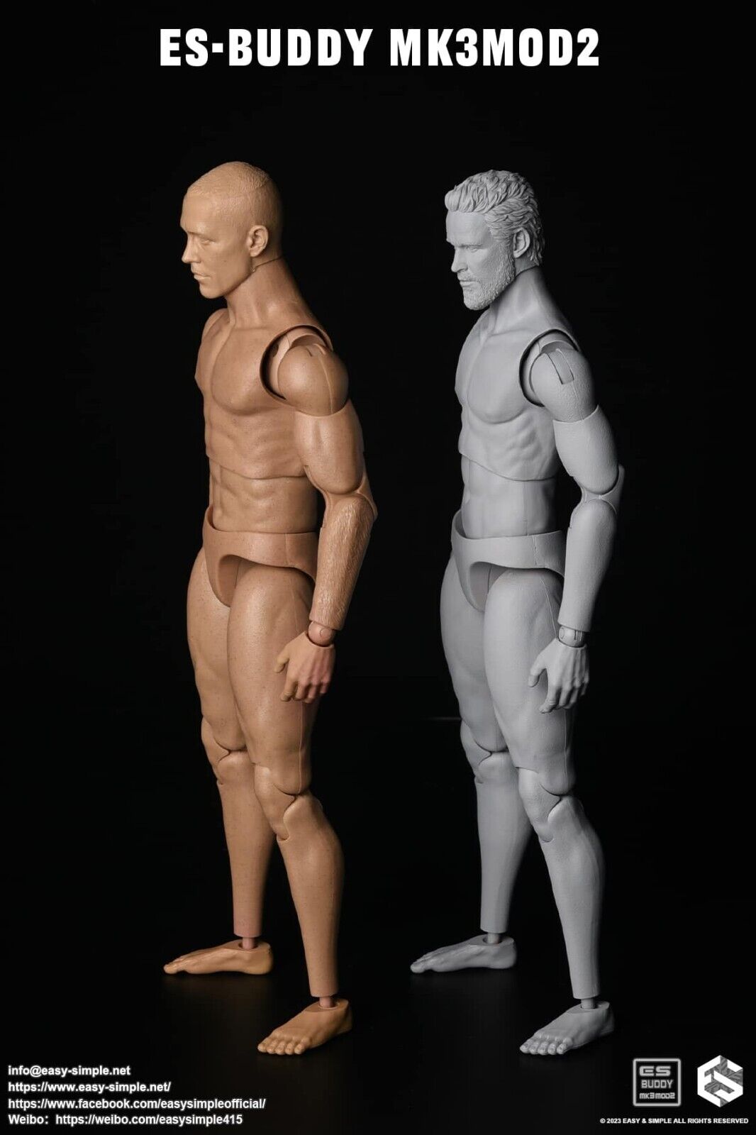 1:6 Easy & Simple MK3Mod2 Male Nude Body NEW STYLE for 12" Figures