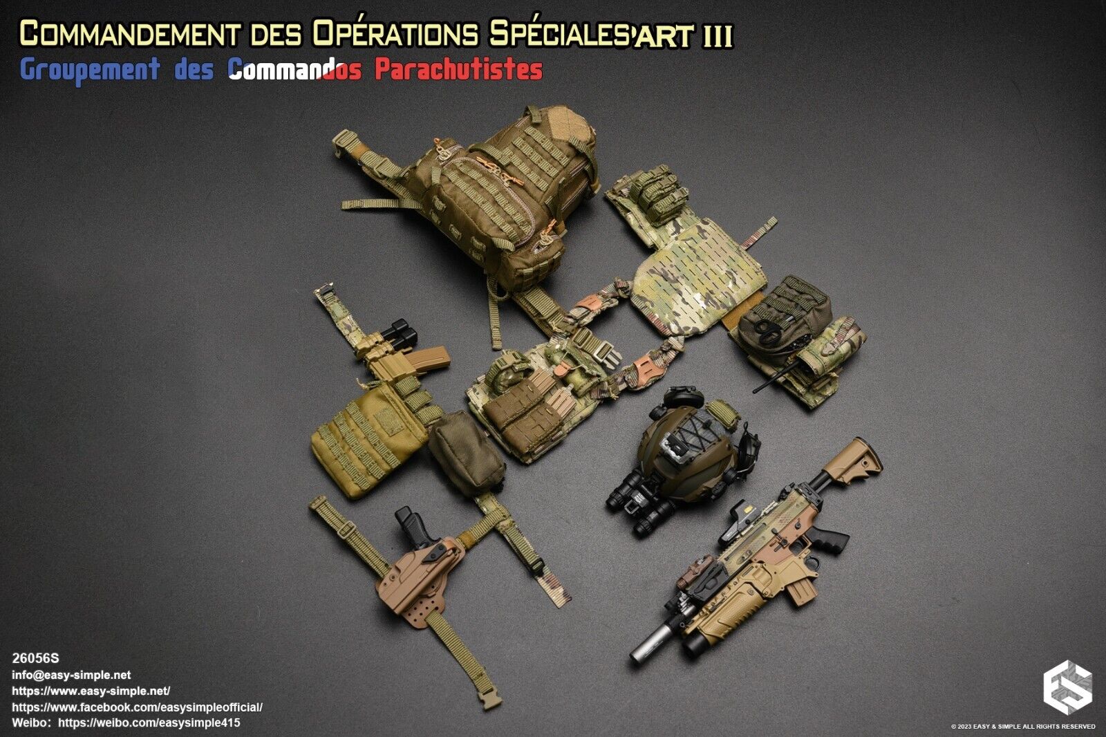 1:6 Easy & Simple French Airborne MK16 Scar Rifle w/ Grenade Launcher 12" Figure