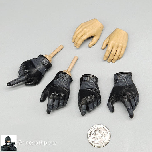 1:6 scale Easy & Simple Coalition Forces Black Gloved Hands 12" Figures 26065RA