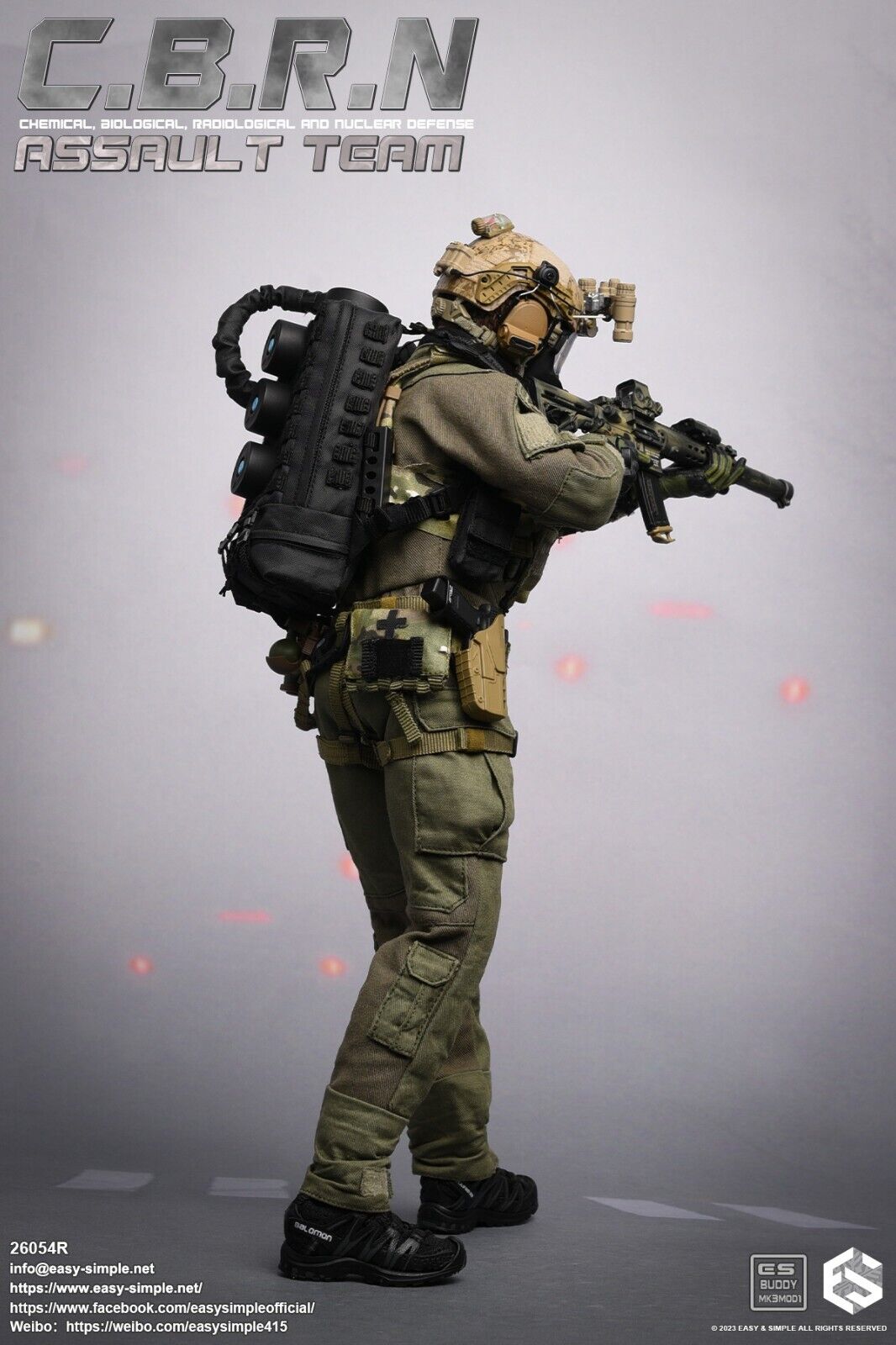 1:6 Easy & Simple CBRN Assault Team Multicam Plate Frame Carrier Vest 12" Figure