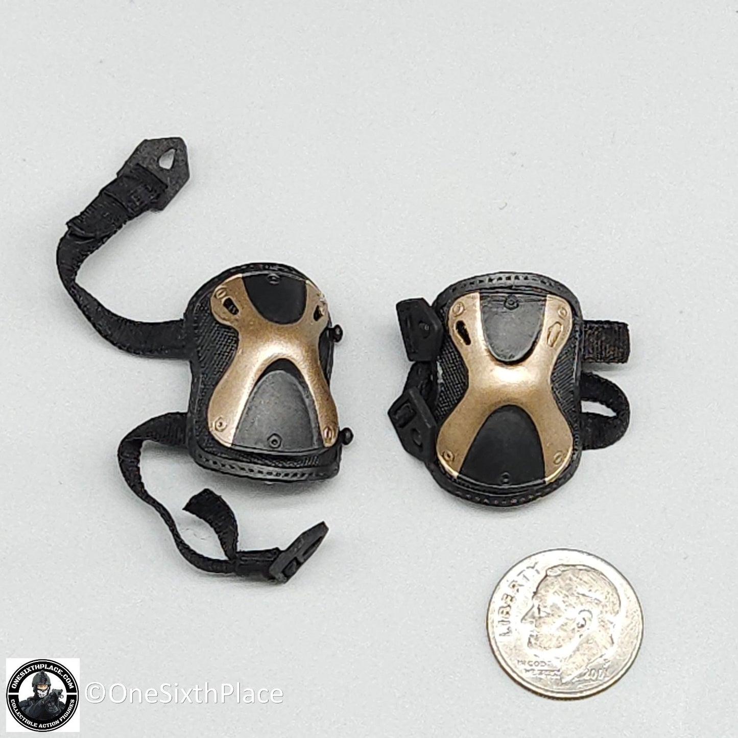 1:6 scale Fire Girl Female CQB Tactical Agent Black Gold Knee Pads 12" Figures