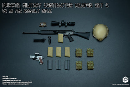 1:6 Easy & Simple PMC Weapon Set C SA 58 7.62 Assault Rifle Fixed Stock 06034E