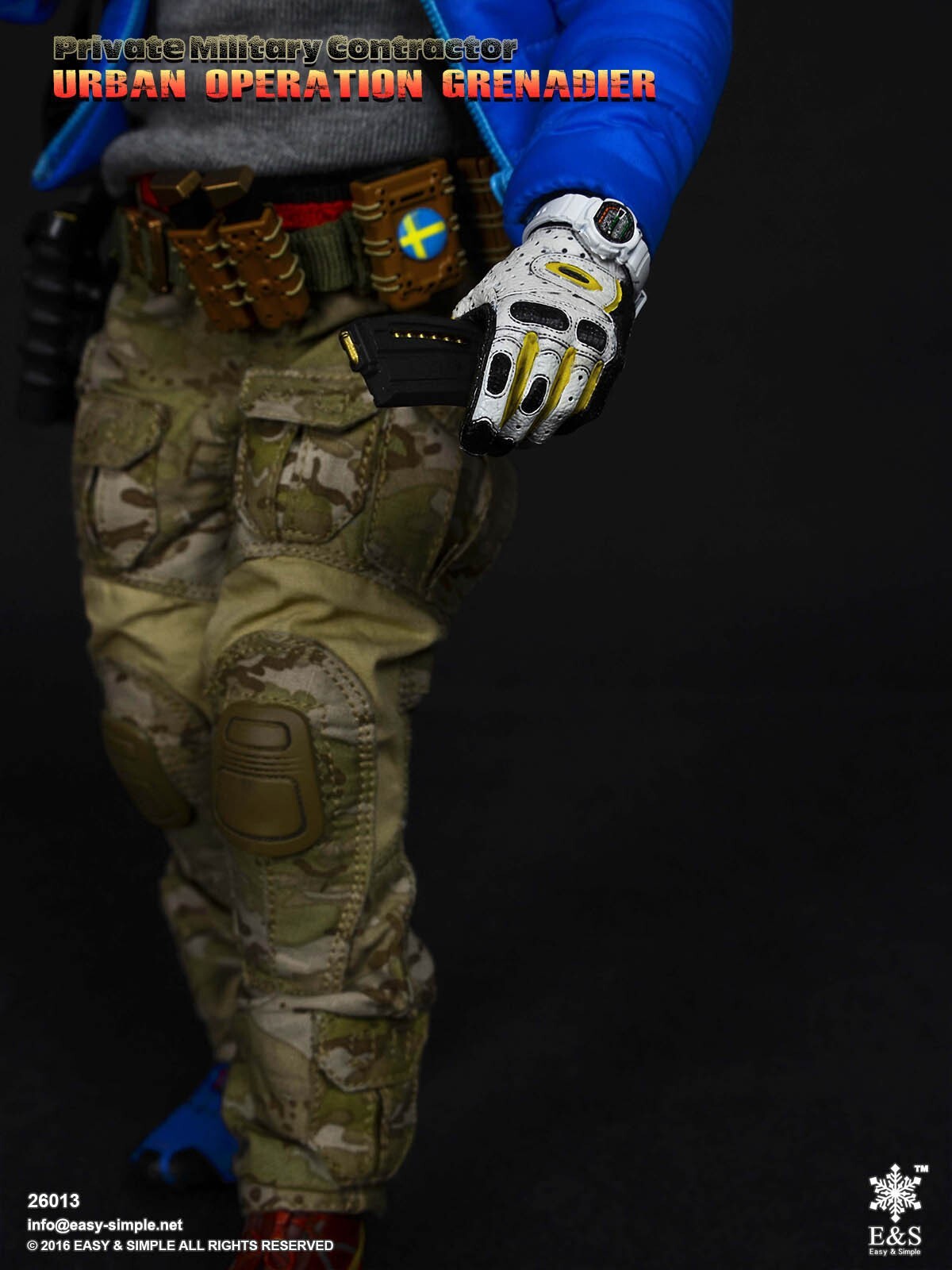 1:6 scale Easy & Simple PMC Grenadier Black Red Cobra Belt for 12" Figures