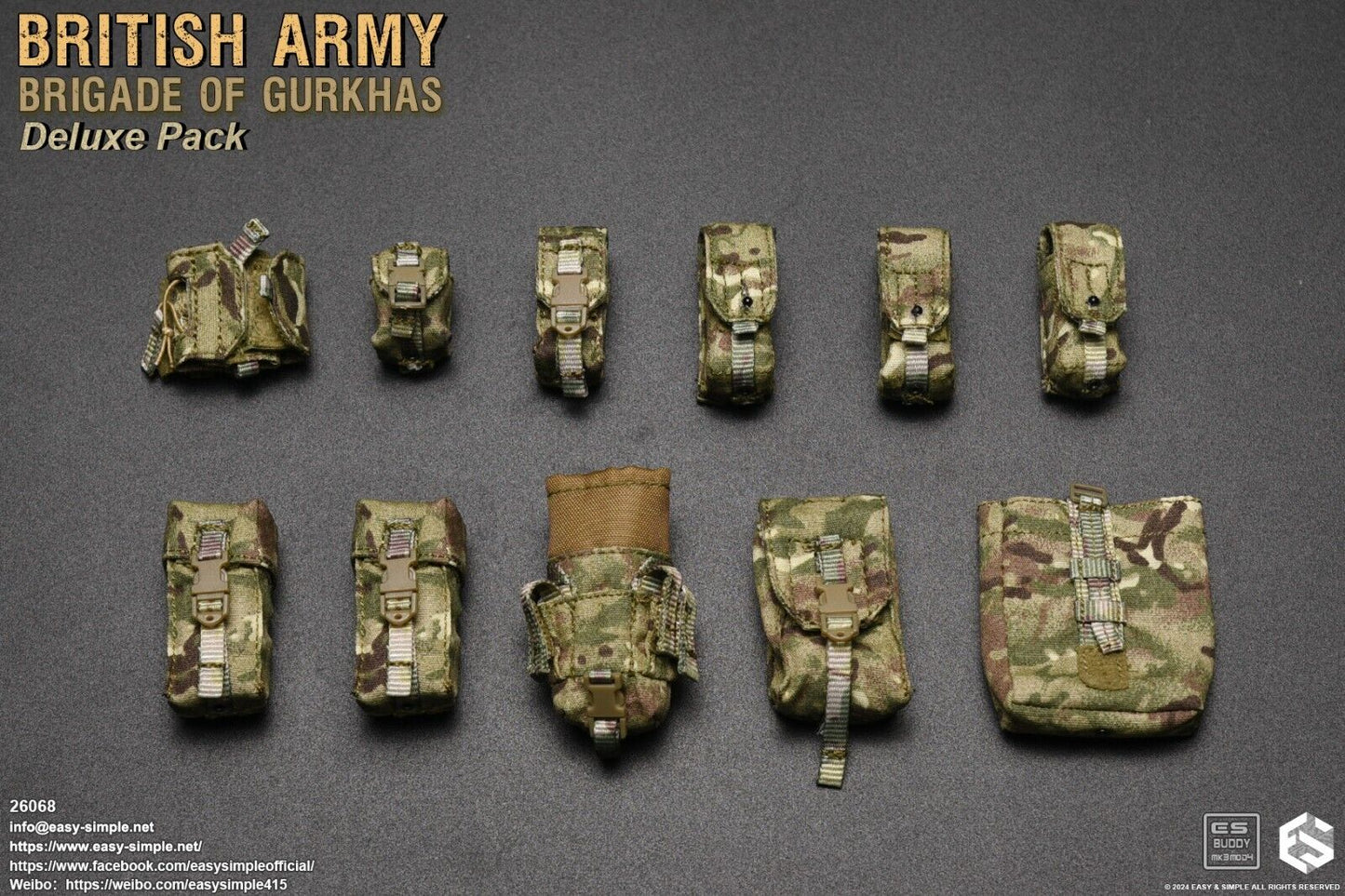 1:6 Easy & Simple British Army Brigade of Gurkhas MTP Camo Belt Yoke Pouches Set