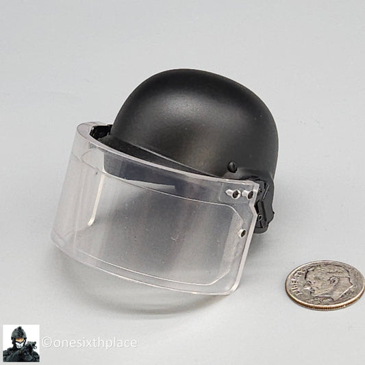 1:6 DamToys French Police Unit Black Riot Helmet for 12" Figures