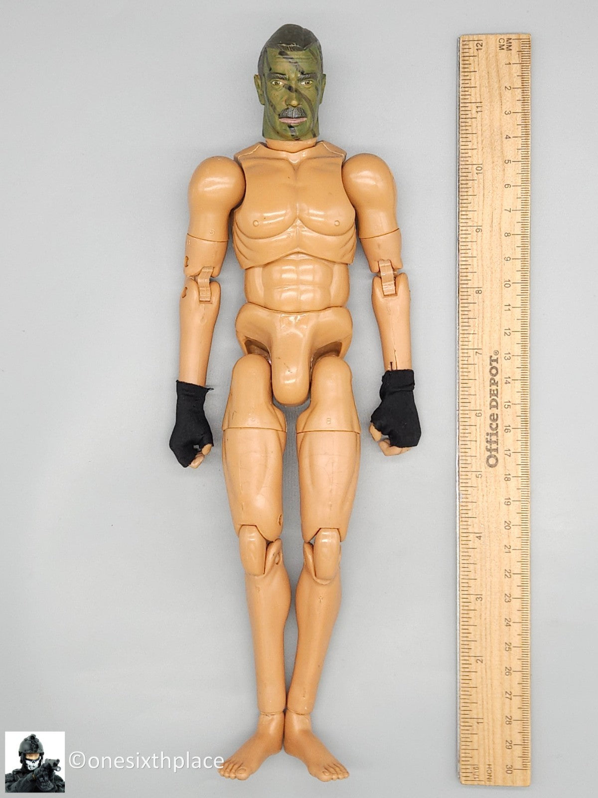 1:6 scale Ultimate Soldier Male Body w/ Camo Face & Fingerless Gloves 12" Figure