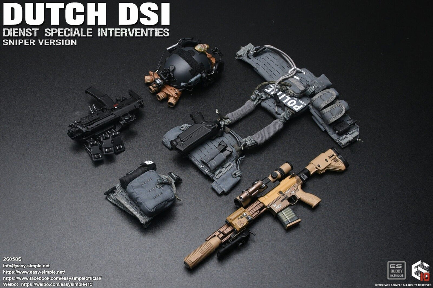 1:6 Easy & Simple Dutch DSI Sniper Gray Hydration Pouch (x1) for 12" Figures