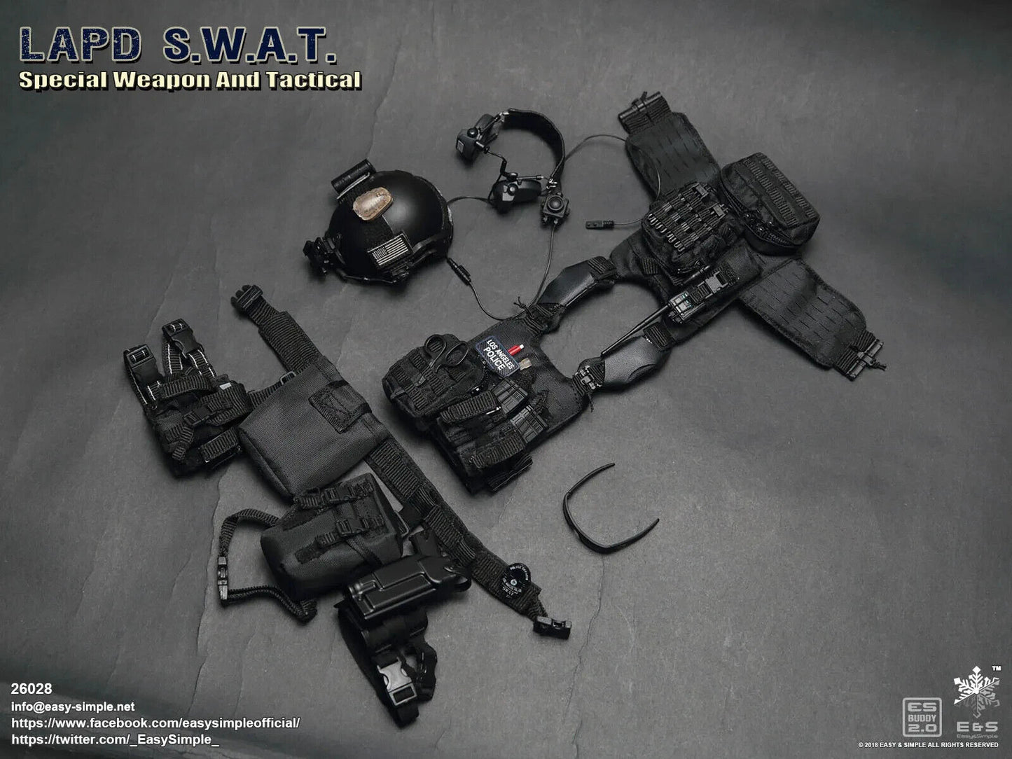 1:6 Easy & Simple LAPD SWAT Black Dump Pouch for 12" Figures