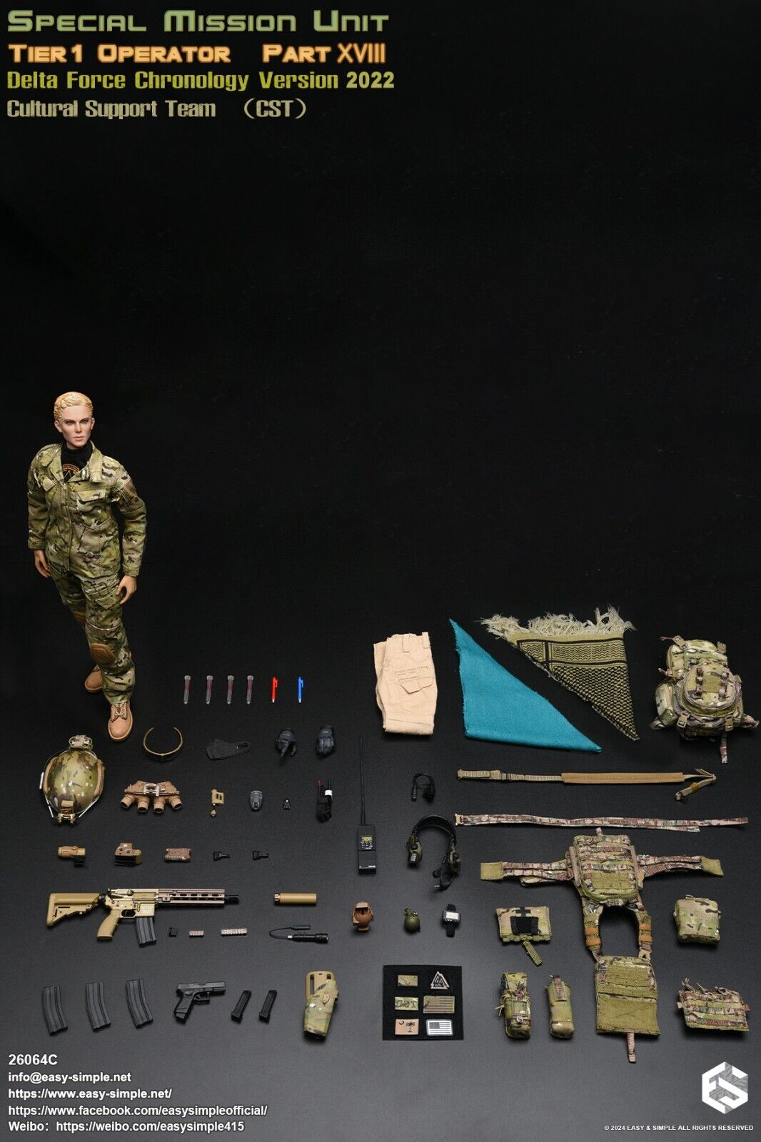 1:6 Easy & Simple Delta Force 2022 Cultural Support Team CST Female Camo Uniform