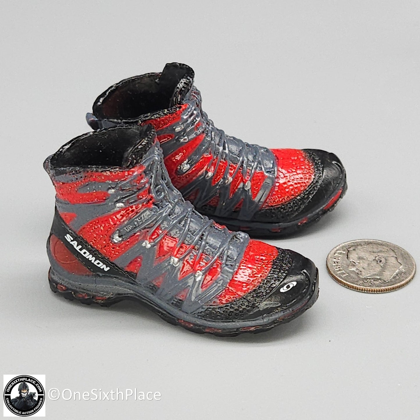 1:6 scale Easy Simple ZERT Red Salomon Hiking Boots (Peg Type) for 12" Figures