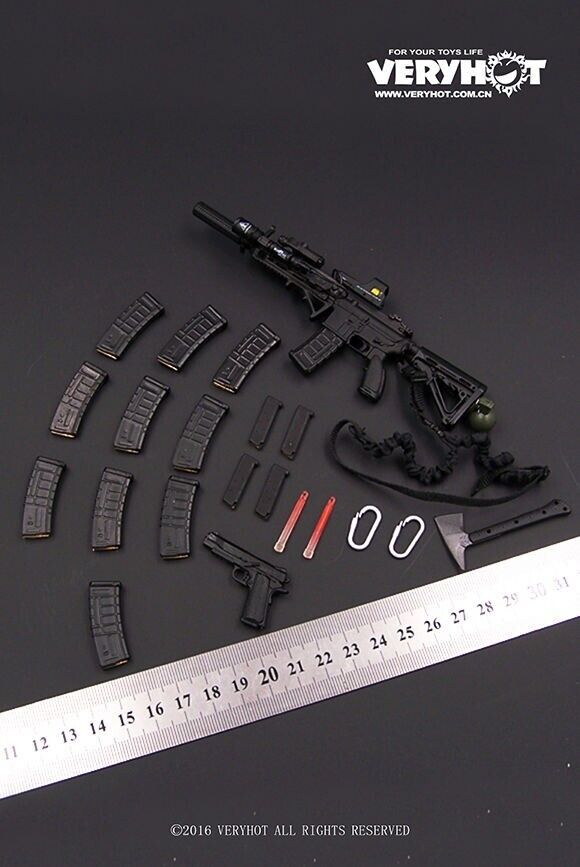 1:6 Very Hot Toys CQB Black FAST Mag Rifle Pouch w/ Ammo (x1) for 12" Figures