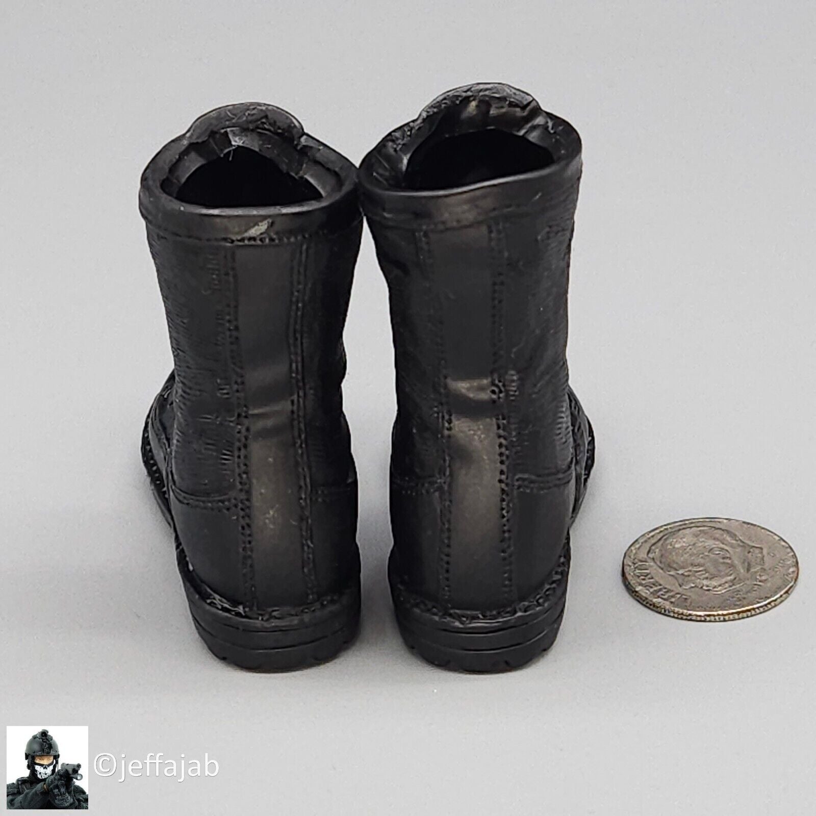 1:6 BBI Navy SEAL Night Ops Owl Black Combat Boots (Foot Type) for 12" Figures