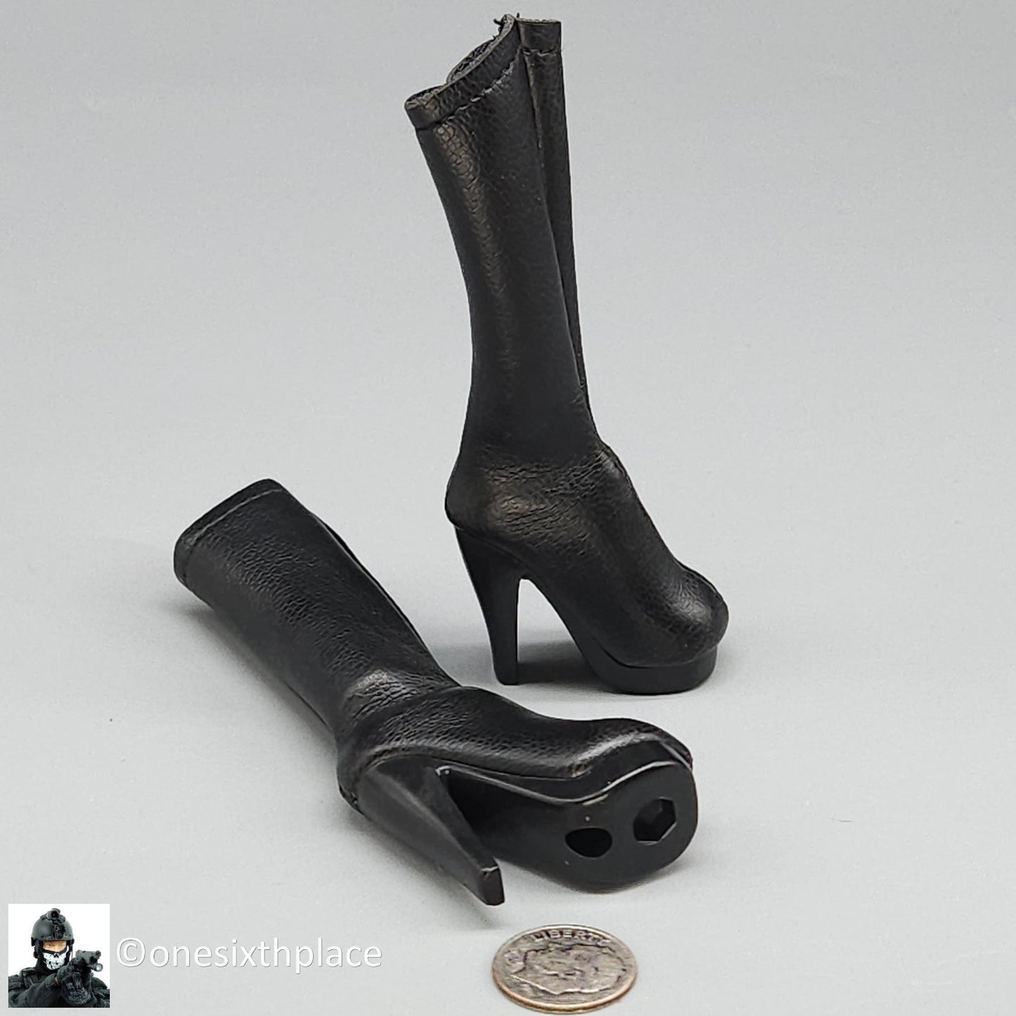 1:6 Triad Toys Boot Female Black High Heel Boots (Peg Type) for 12" Figures